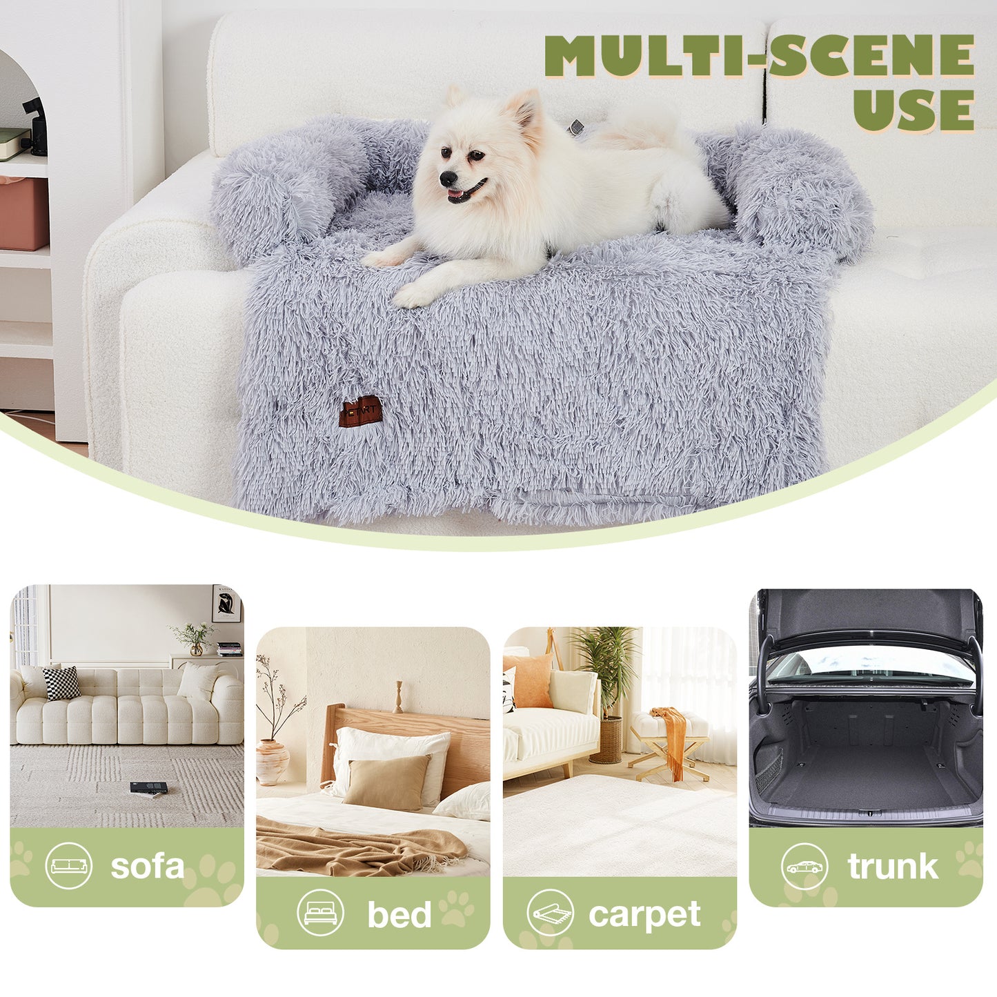 Dog Couch Bed Mat - Fluffy Plush Dog Sofa Bed With Blancket ,Pet Furniture Protector With Removable Washable Cover For Medium And Large Dogs, For Indoor, Outdoor, And Car Use