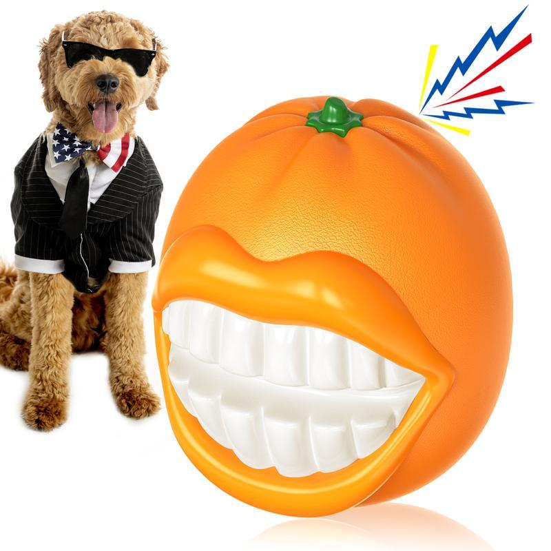 PROKEl Dog Toys Squeak Chew Toys Tough Ballfor Medium Large Extra Aggressive ChewersringDogs Breed Interactive Enduring IndestructibleSqueaky Toy Training Fetch Orange Plainindestructible Dogtoy Squea