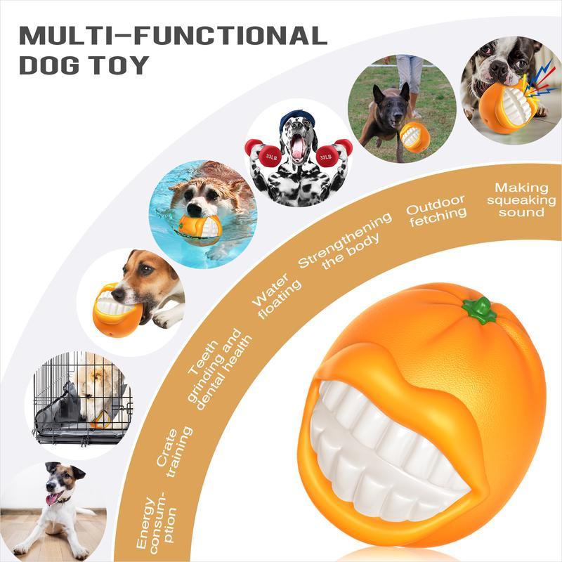 PROKEl Dog Toys Squeak Chew Toys Tough Ballfor Medium Large Extra Aggressive ChewersringDogs Breed Interactive Enduring IndestructibleSqueaky Toy Training Fetch Orange Plainindestructible Dogtoy Squea