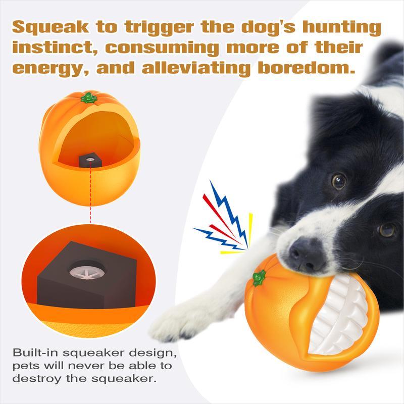 PROKEl Dog Toys Squeak Chew Toys Tough Ballfor Medium Large Extra Aggressive ChewersringDogs Breed Interactive Enduring IndestructibleSqueaky Toy Training Fetch Orange Plainindestructible Dogtoy Squea