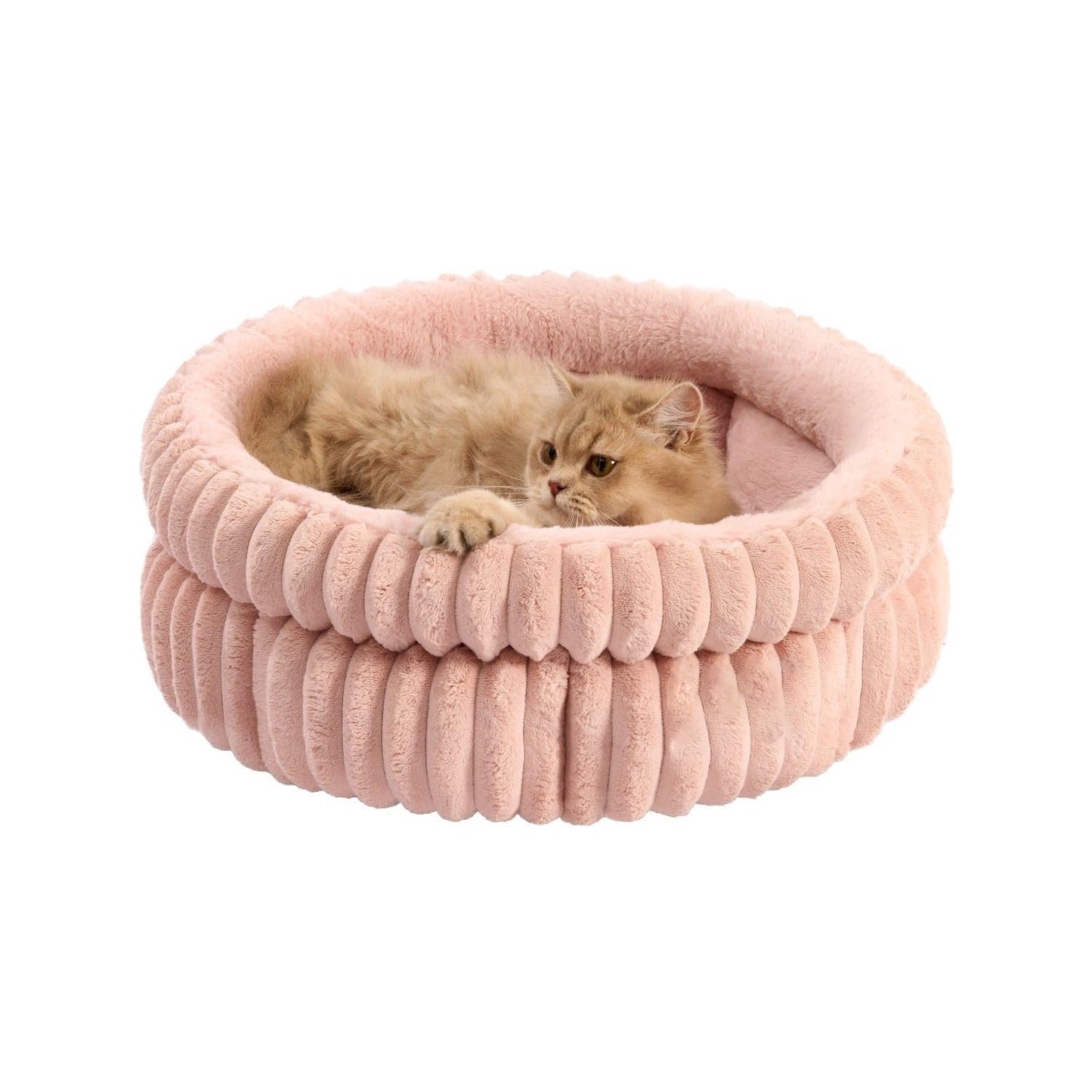 Cat Bed Kitten Bed Washable Round Cat Beds For Indoor Cats Super Soft Plush Faux Fur Pet Bed For Puppy And Kitten With Anti-Slip Bottom