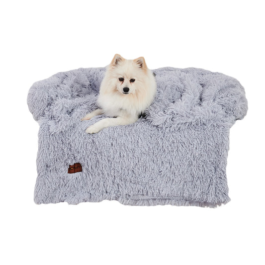 Dog Couch Bed Mat - Fluffy Plush Dog Sofa Bed With Blancket ,Pet Furniture Protector With Removable Washable Cover For Medium And Large Dogs, For Indoor, Outdoor, And Car Use