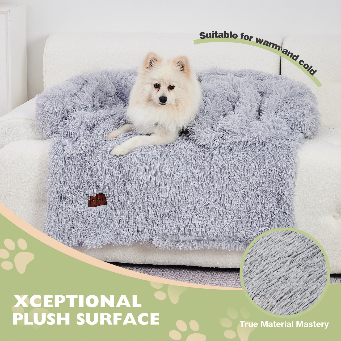 Dog Couch Bed Mat - Fluffy Plush Dog Sofa Bed With Blancket ,Pet Furniture Protector With Removable Washable Cover For Medium And Large Dogs, For Indoor, Outdoor, And Car Use